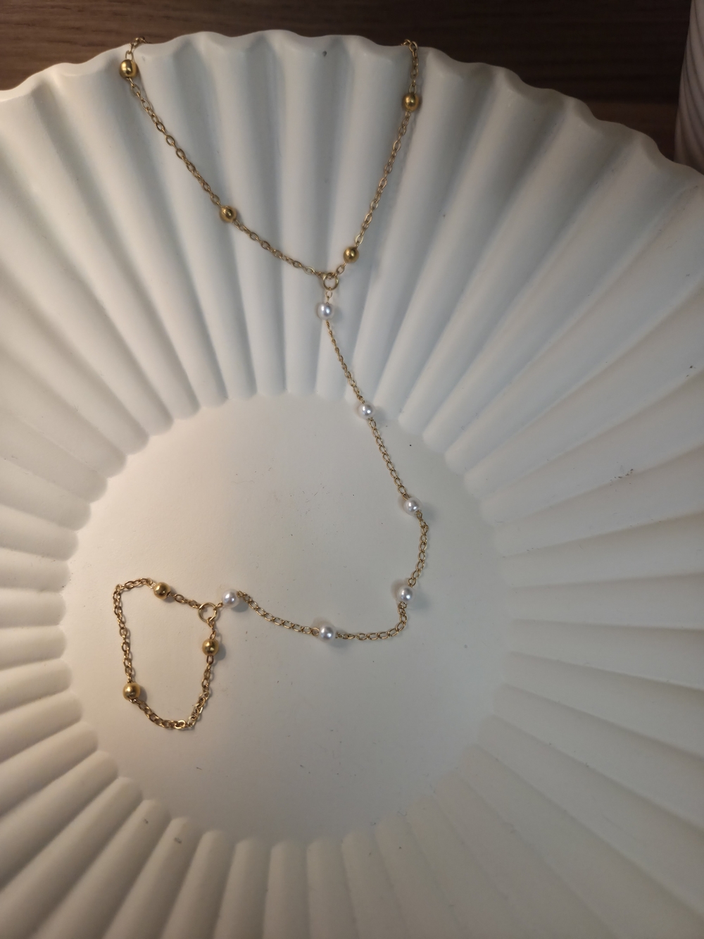 Gold Delicate Bracelet with Ring Connecting Chain / Hand Harness